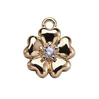 Pendentifs en laiton de fleur, avec zircon cubique, Plaqué d'or, DIY, 10*9mm Environ 1mm, Vendu par PC