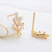 Cubic Zircon Brass Earring, real gold plated, micro pave cubic zirconia & for woman 