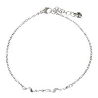 Bracelets en acier inoxydable bijoux, avec 1.5Inch chaînes de rallonge, chaîne ovale & pour femme, couleur originale  2mm Environ 9.5 pouce, Vendu par brin