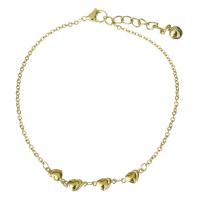 Bracelets en acier inoxydable bijoux, avec 1.5Inch chaînes de rallonge, coeur, Placage de couleur d'or, chaîne ovale & pour femme  2mm Environ 9 pouce, Vendu par brin