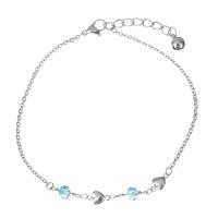 Bracelets en acier inoxydable bijoux, avec verre, avec 1.5Inch chaînes de rallonge, coeur, chaîne ovale & pour femme, plus de couleurs à choisir   2mm Environ 9.5 pouce, Vendu par brin