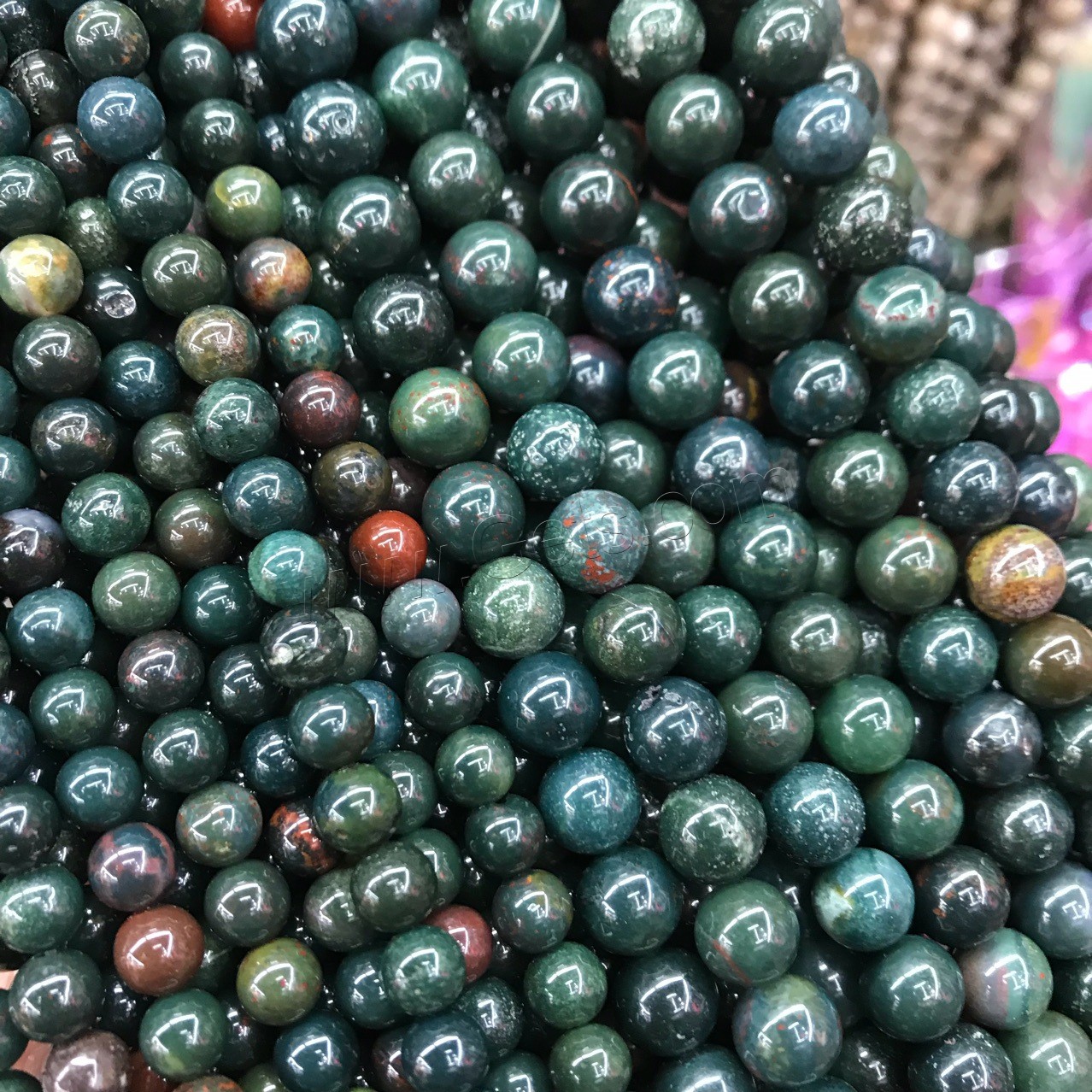 Bloodstone Beads, Chicken-blood Stone, Round, polished, DIY & different size for choice, green, Length:Approx 15 Inch, Sold By Strand