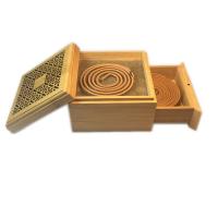 Bamboo Incense Burner,  Square, half handmade, for home and office & durable & hollow, yellow 