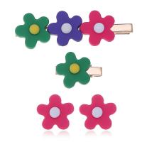 Clips de pico, aleación de zinc, con Plástico, Flor, Joyería & diferentes estilos para la opción & para mujer, más colores para la opción, 2.3cm*8cm,2.3cm*3cm,2.3cm*2.3cm, Vendido por Set