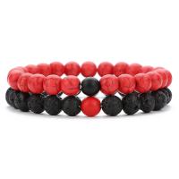 Lava Bead Bracelet, with Pinus koraiensis, Round & Unisex, 8mm .5 Inch 