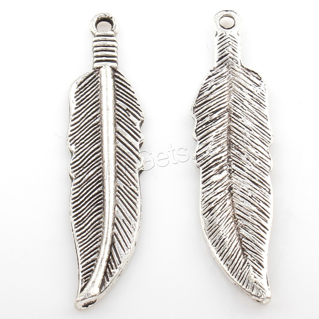 Zinc Alloy Feather Pendants, plated, more colors for choice, 10*41mm, Hole:Approx 2mm, Approx 178PCs/Bag, Sold By Bag