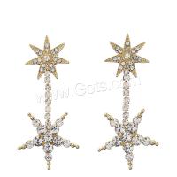 Boucle d'oreille de zinc alliage strass goutte, alliage de zinc, étoile, Placage, pour femme & avec strass, doré Vendu par paire