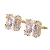 Brass Cufflinks, plated, 2 pieces & Unisex & micro pave cubic zirconia 17.5mm 