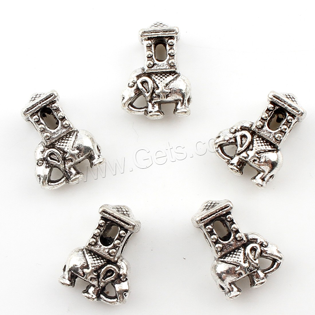 Zinklegierung Tier Perlen, Elephant, plattiert, keine, 14x19x10mm, Bohrung:ca. 5mm, ca. 83PCs/Tasche, verkauft von Tasche