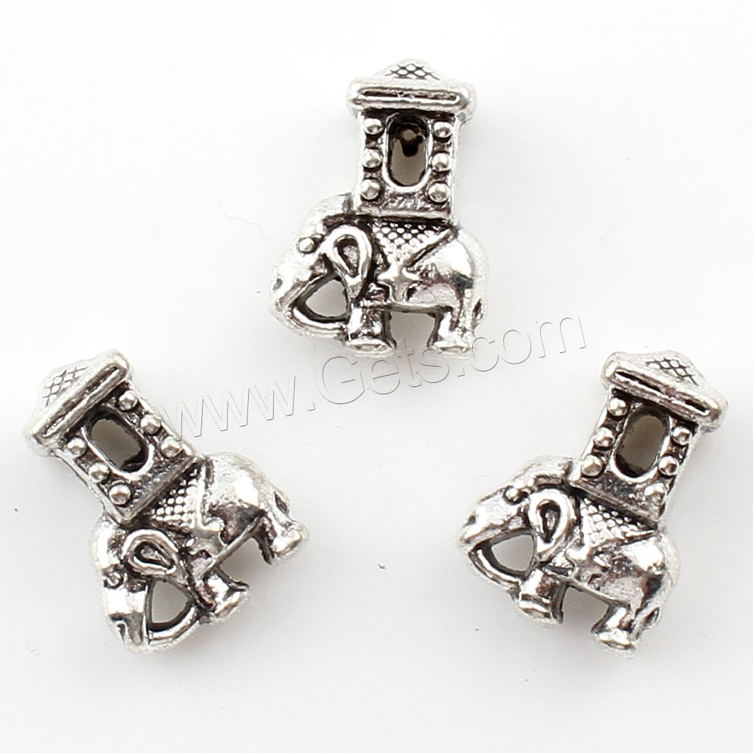 Zinklegierung Tier Perlen, Elephant, plattiert, keine, 14x19x10mm, Bohrung:ca. 5mm, ca. 83PCs/Tasche, verkauft von Tasche