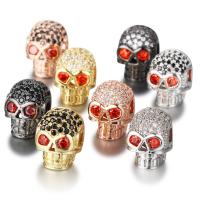 Cubic Zirconia Micro Pave Brass Beads, Skull, DIY & micro pave cubic zirconia Approx 2.5mm, Approx 