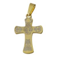 Stainless Steel Cross Pendants, gold color plated Approx 