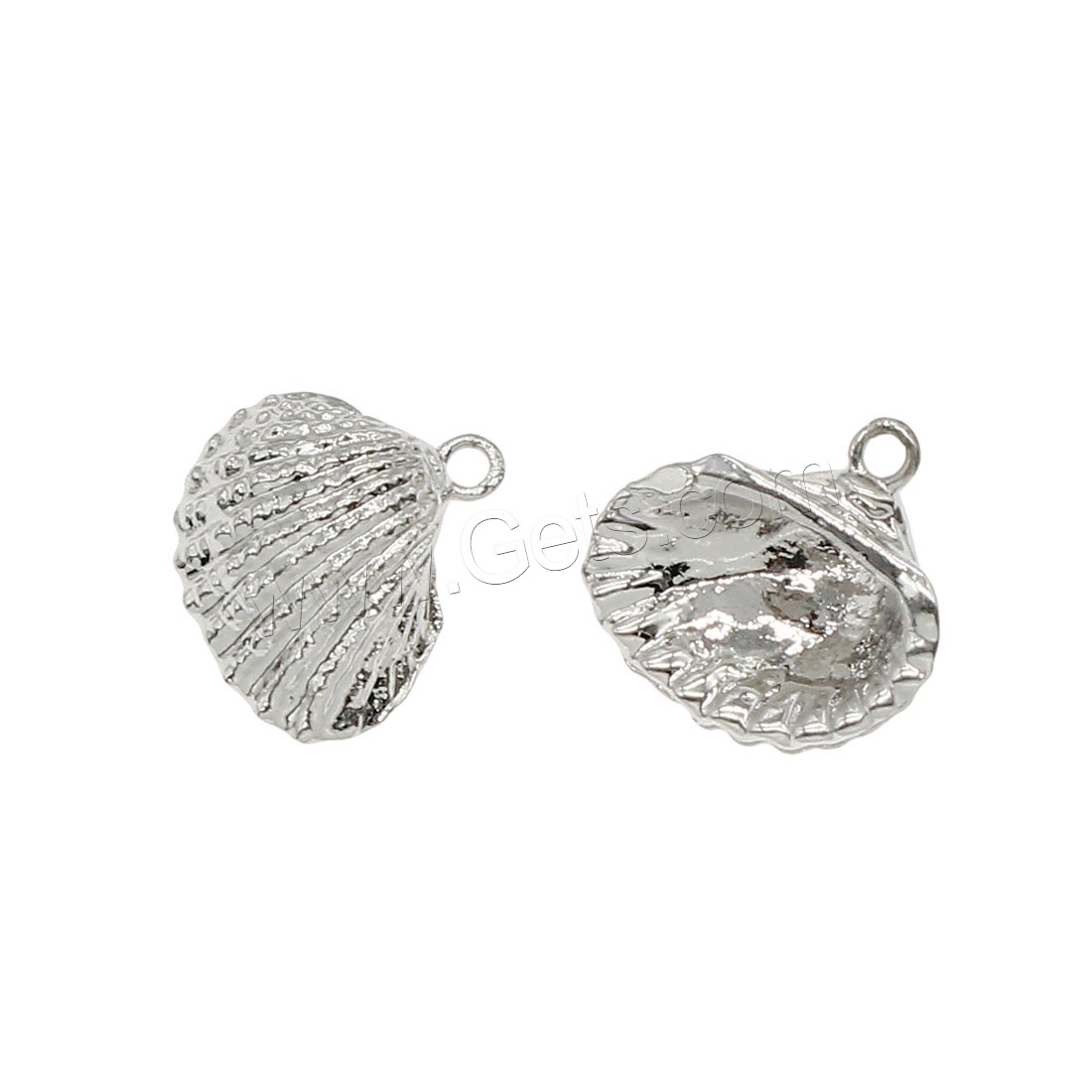 Brass Jewelry Pendants, Shell, silver color plated, more colors for choice, 14x13mm, Hole:Approx 1mm, 80PCs/Bag, Sold By Bag