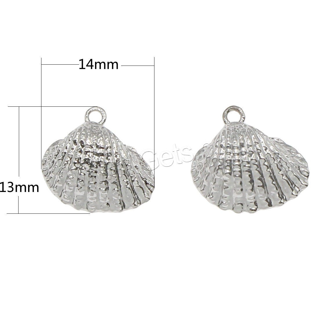 Brass Jewelry Pendants, Shell, silver color plated, more colors for choice, 14x13mm, Hole:Approx 1mm, 80PCs/Bag, Sold By Bag