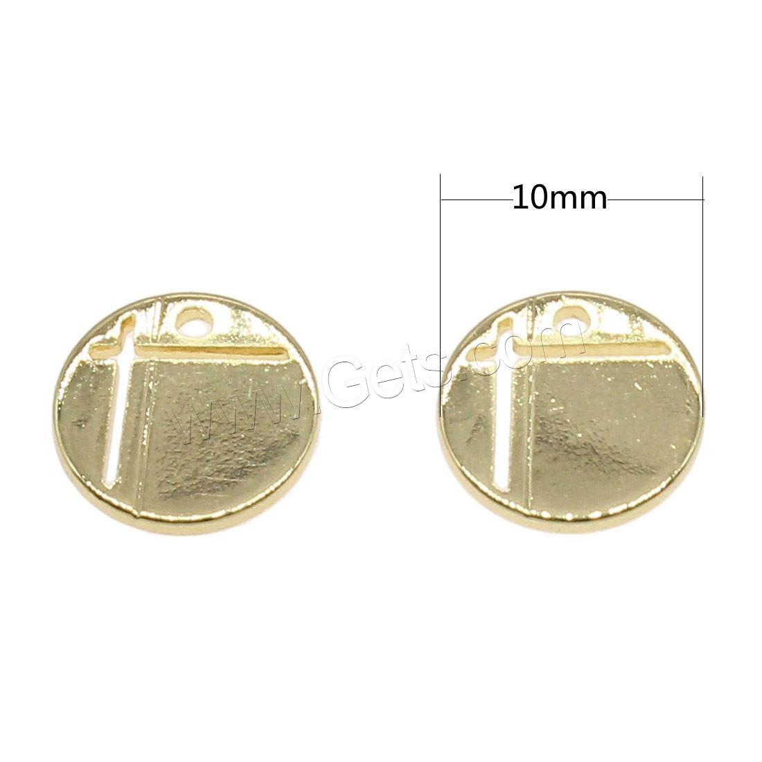 Bijoux pendentifs en laiton, Plat rond, Placage, plus de couleurs à choisir, 10x10mm, Trou:Environ 0.5mm, 150PC/sac, Vendu par sac