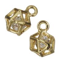 Cubic Zirconia Brass Pendants, gold color plated, with cubic zirconia Approx 1mm 