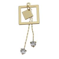 Cubic Zirconia Brass Pendants, gold color plated, with cubic zirconia Approx 1.5mm 