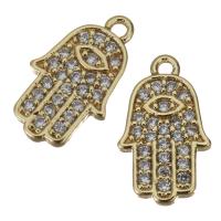 Cubic Zirconia Micro Pave Brass Pendant, Hamsa, gold color plated, micro pave cubic zirconia Approx 1mm 