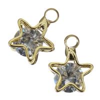 Cubic Zirconia Brass Pendants, with Cubic Zirconia, Star, golden Approx 1.5mm 