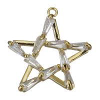 Brass Star Pendants, with cubic zirconia, golden Approx 1mm 