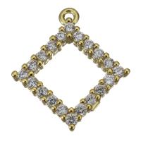 Cubic Zirconia Micro Pave Brass Pendant,  Square, micro pave cubic zirconia, golden Approx 1mm 