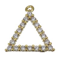 Cubic Zirconia Micro Pave Brass Pendant, Triangle, micro pave cubic zirconia, golden Approx 1mm 