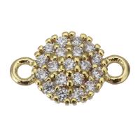 Cubic Zirconia Micro Pave Brass Connector, micro pave cubic zirconia & 1/1 loop, golden Approx 1.5mm 