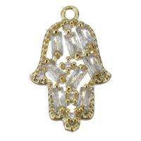 Cubic Zirconia Brass Pendants, Hamsa, with cubic zirconia, golden Approx 1mm 