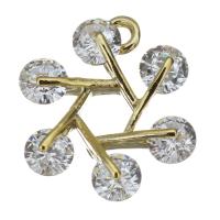 Cubic Zirconia Brass Pendants, with cubic zirconia, golden Approx 1.5mm 