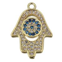 Cubic Zirconia Micro Pave Brass Pendant, Hamsa, micro pave cubic zirconia, golden Approx 1.5mm 