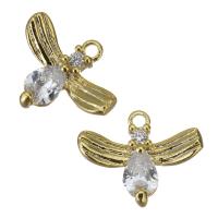 Cubic Zirconia Brass Pendants, with cubic zirconia, golden Approx 1mm 