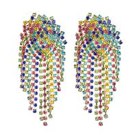 Boucle d'oreille de zinc alliage strass goutte, alliage de zinc, styles différents pour le choix & pour femme & avec strass, multicolore, Vendu par paire