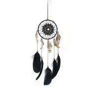 Fashion Dreamcatcher, Eisen, mit Baumwollsamt & Feder, handgefertigt, schwarz, 110x500mm, verkauft von PC