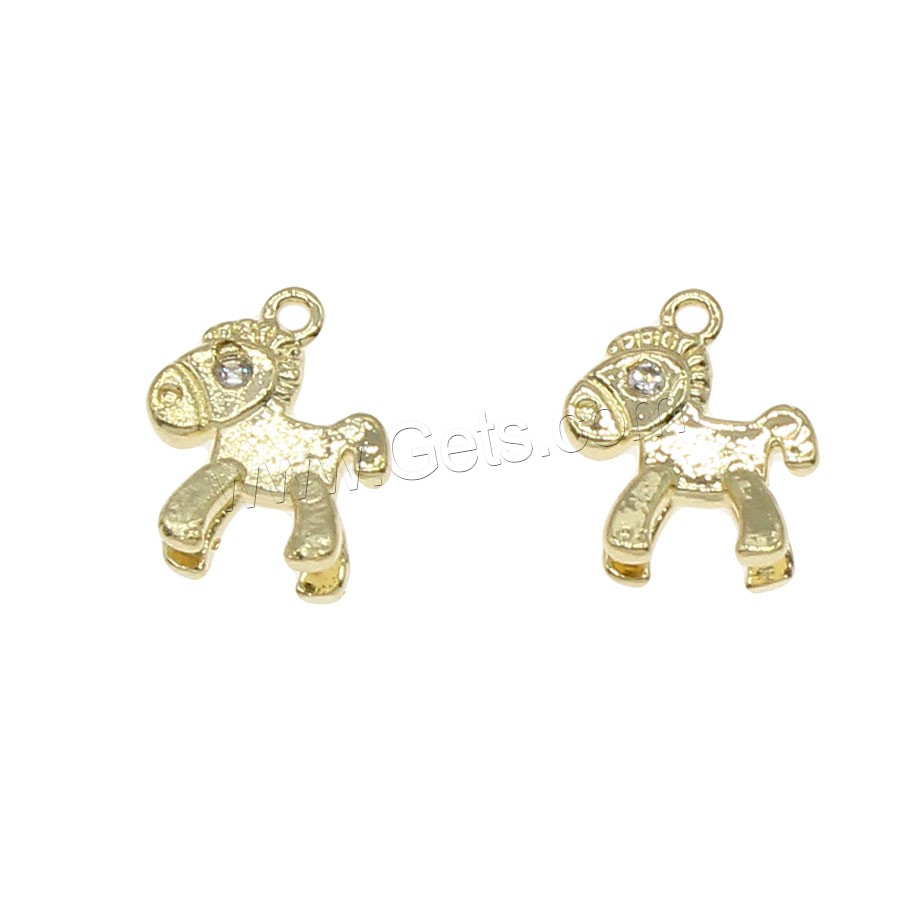 Animal Brass Pendants, Horse, plated, with rhinestone, more colors for choice, 9x10mm, Hole:Approx 0.5mm, 200PCs/Bag, Sold By Bag