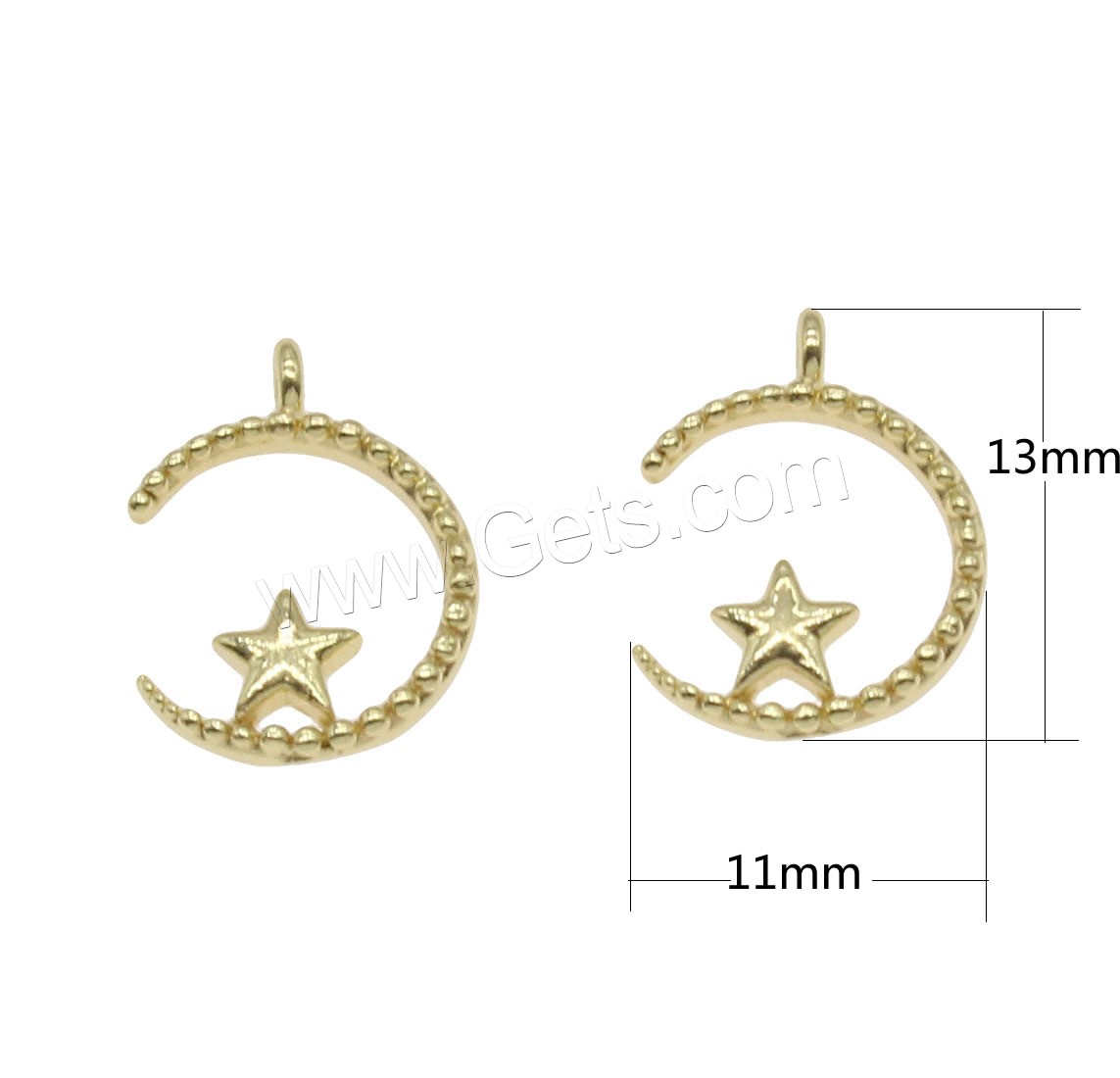 Brass Jewelry Pendants, Moon and Star, plated, more colors for choice, 13x11mm, Hole:Approx 0.5mm, 53PCs/Bag, Sold By Bag