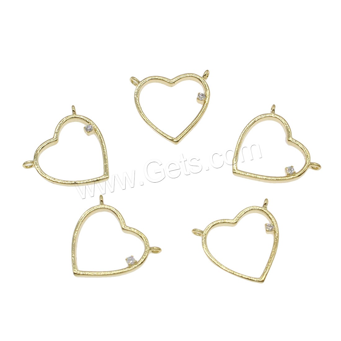 Rhinestone Brass Connector, Heart, plated, with rhinestone & 1/1 loop & hollow, more colors for choice, 14x15mm, Hole:Approx 1mm, 60PCs/Bag, Sold By Bag