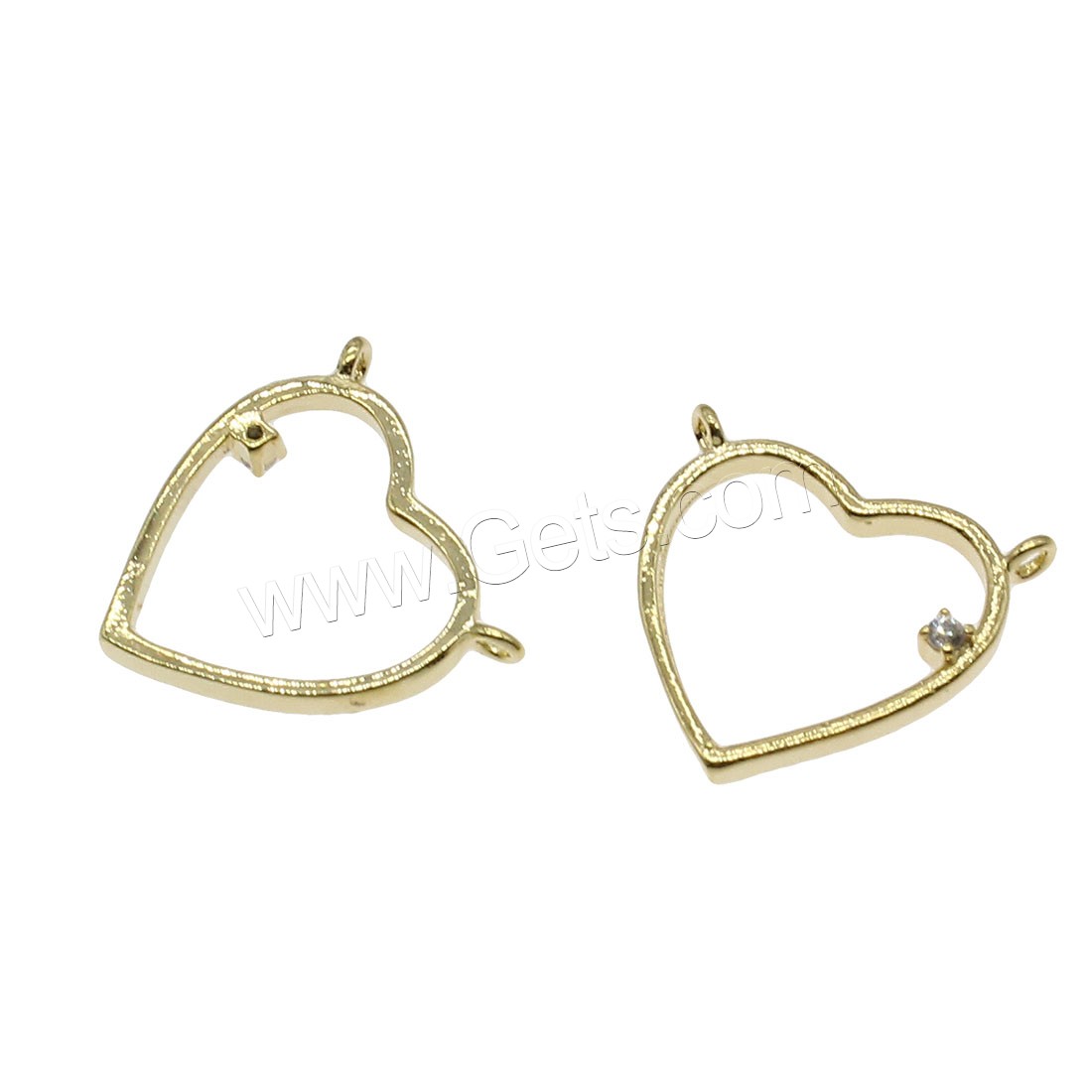 Rhinestone Brass Connector, Heart, plated, with rhinestone & 1/1 loop & hollow, more colors for choice, 14x15mm, Hole:Approx 1mm, 60PCs/Bag, Sold By Bag