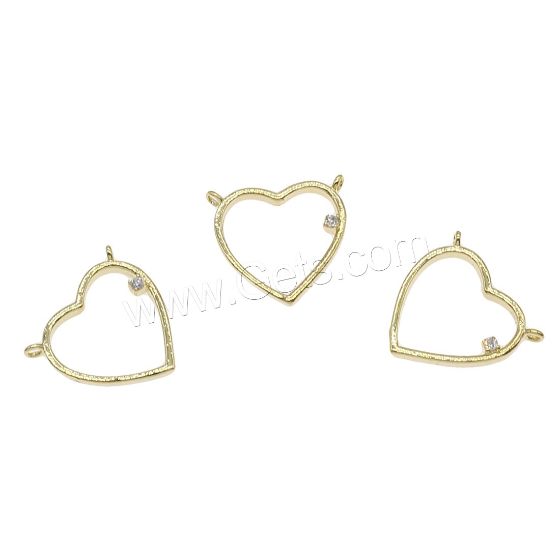 Rhinestone Brass Connector, Heart, plated, with rhinestone & 1/1 loop & hollow, more colors for choice, 14x15mm, Hole:Approx 1mm, 60PCs/Bag, Sold By Bag