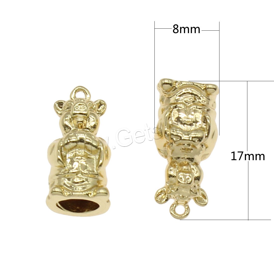 動物形の真鍮製ペンダント, 銅, ブタ, メッキ, 無色, 8x17mm, 穴:約 0.5mm, 50パソコン/バッグ, 売り手 バッグ