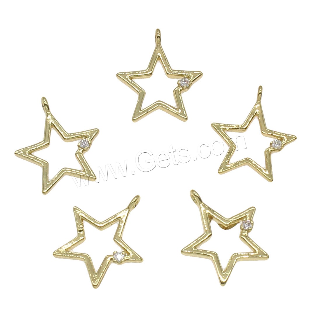 Messing Stern Anhänger, plattiert, mit Strass & hohl, keine, 13x14mm, Bohrung:ca. 0.5mm, 130PCs/Tasche, verkauft von Tasche