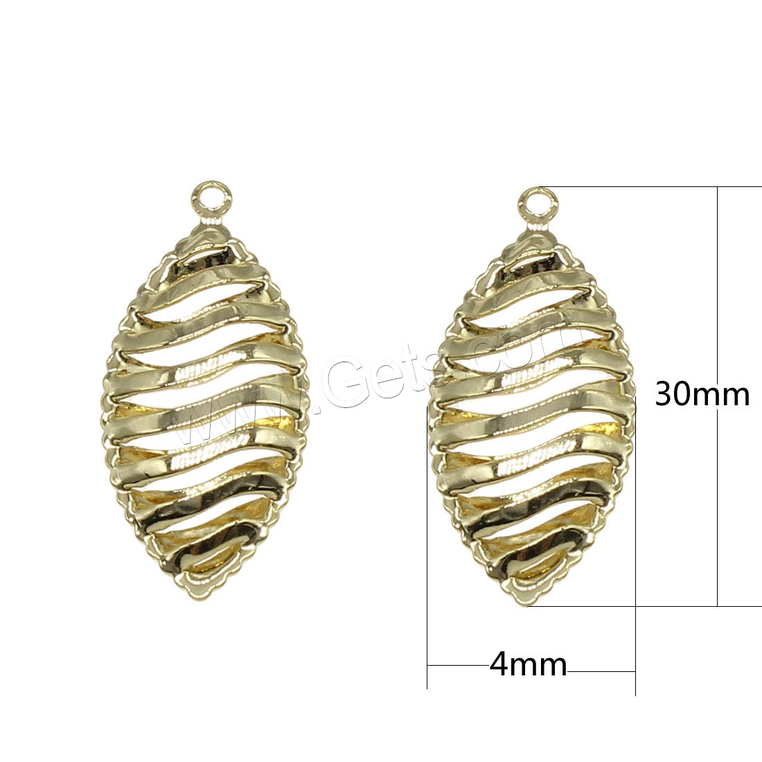 Bijoux pendentifs en laiton, Placage, plus de couleurs à choisir, 30x14mm, Trou:Environ 1mm, 30PC/sac, Vendu par sac