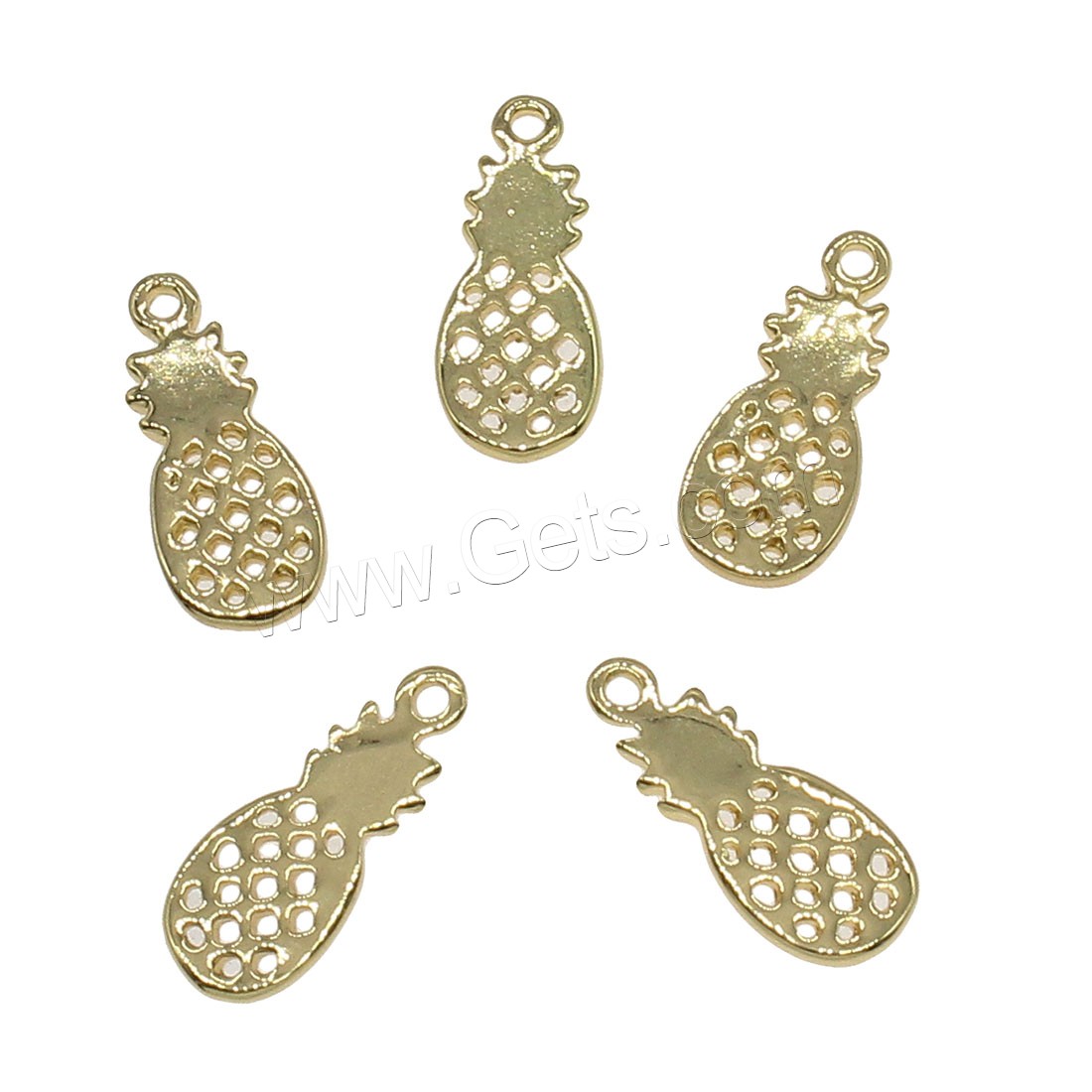 Colgantes de fruta de latón, metal, Piña, chapado, más colores para la opción, 7x18mm, agujero:aproximado 0.7mm, 150PCs/Bolsa, Vendido por Bolsa