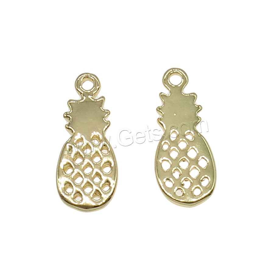 Pendentifs de fruits en laiton, ananas, Placage, plus de couleurs à choisir, 7x18mm, Trou:Environ 0.7mm, 150PC/sac, Vendu par sac