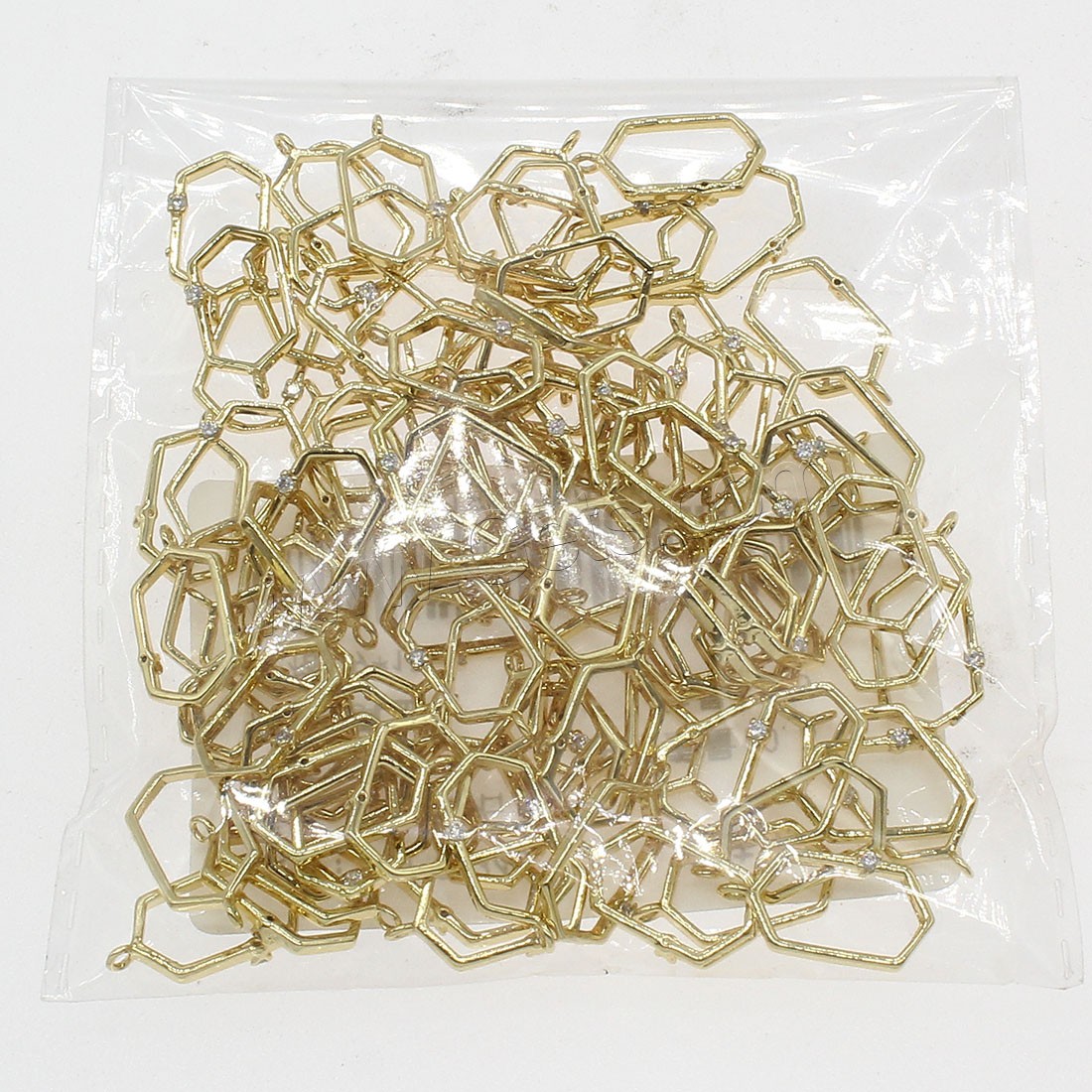 Strass Messing Anhänger, Sechseck, plattiert, mit Strass & hohl, keine, 9x17mm, Bohrung:ca. 0.5mm, 100PCs/Tasche, verkauft von Tasche