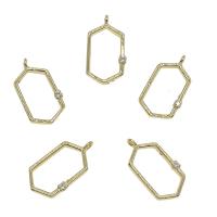 Rhinestone Brass Pendants, Hexagon, plated, with rhinestone & hollow Approx 0.5mm 