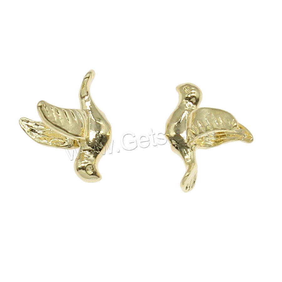 動物形の真鍮製ペンダント, 銅, 鳥, メッキ, 無色, 9x12mm, 穴:約 0.5mm, 100パソコン/バッグ, 売り手 バッグ