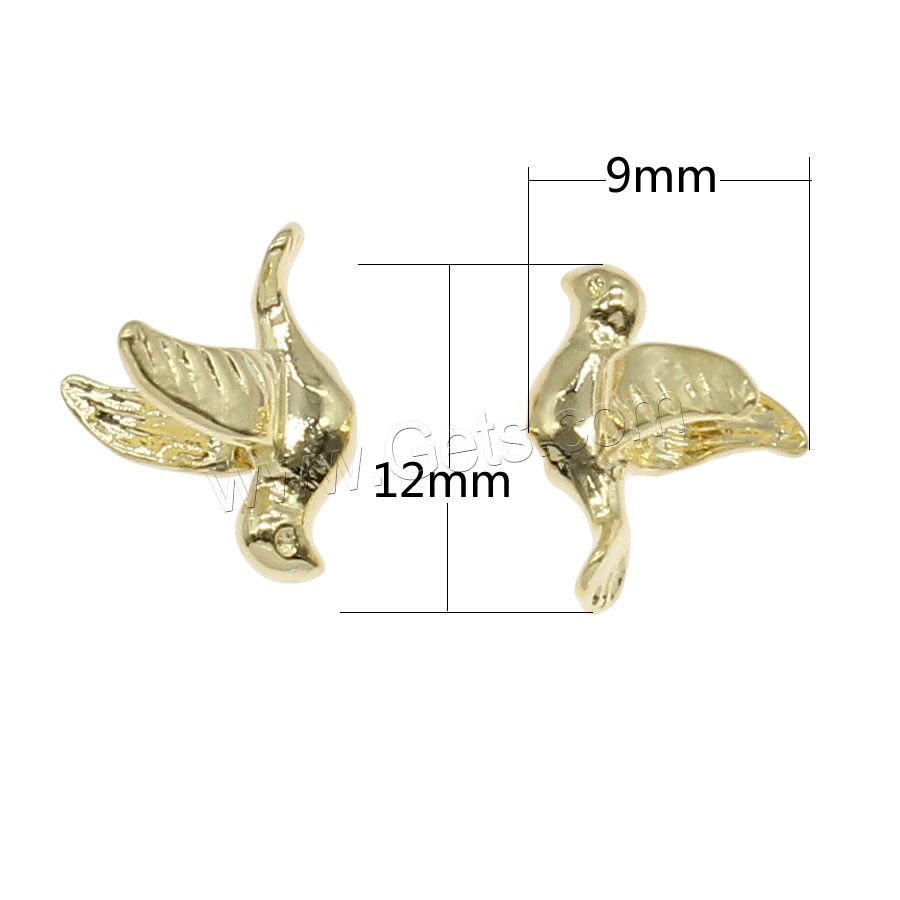 動物形の真鍮製ペンダント, 銅, 鳥, メッキ, 無色, 9x12mm, 穴:約 0.5mm, 100パソコン/バッグ, 売り手 バッグ