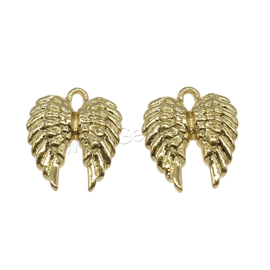 Brass Jewelry Pendants, Wing Shape, plated, more colors for choice, 13x14mm, Hole:Approx 1.3mm, 100PCs/Bag, Sold By Bag