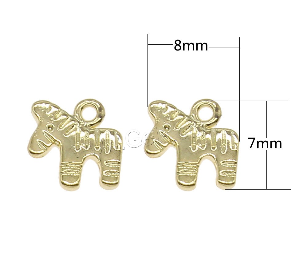 Animal Brass Pendants, Unicorn, plated, more colors for choice, 7x8mm, Hole:Approx 0.6mm, 300PCs/Bag, Sold By Bag