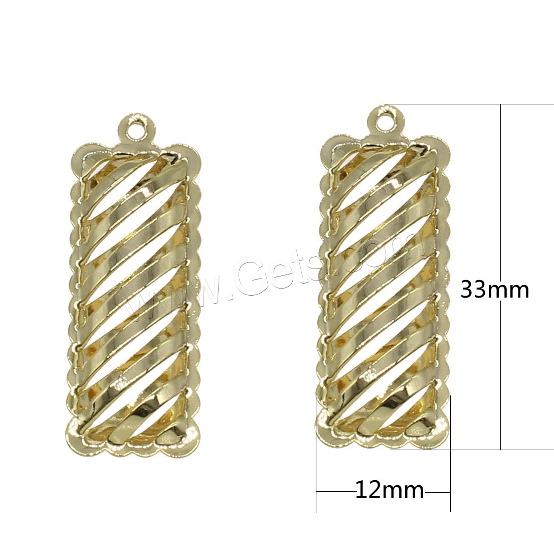 Bijoux pendentifs en laiton, rectangle, Placage, creux, plus de couleurs à choisir, 33x12mm, Trou:Environ 1mm, 30PC/sac, Vendu par sac